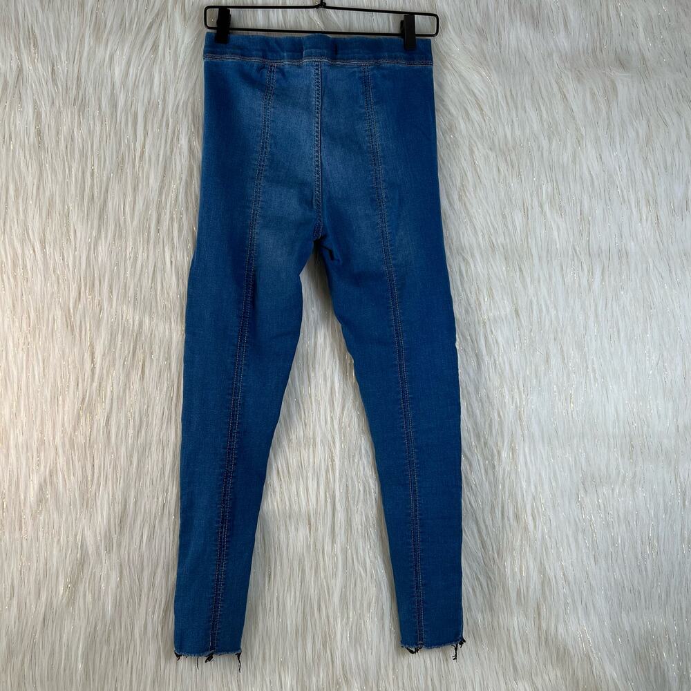 Free People Women Pull Up Jeggings Stretch Front Ankle Slit Med Wash Mid Rise 26 - Picture 5 of 10